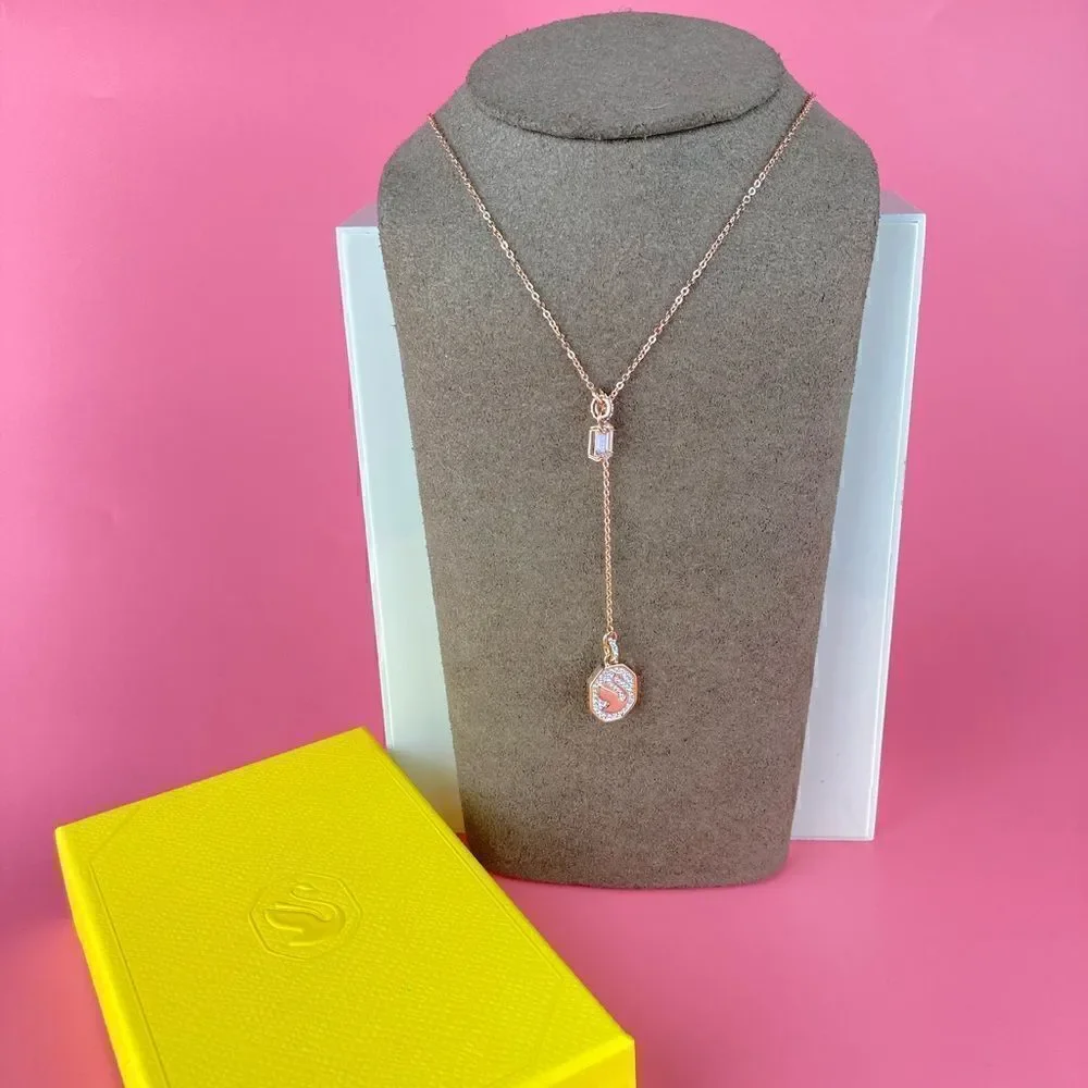 Swarovski Signum Y necklace Swan, White, Rose gold-tone plated